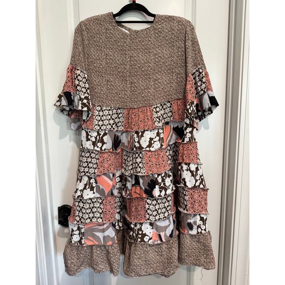 Upcycled Floral Boho Babydoll Dress Size Large | SAME DAY SHIP or NEXT DAY - Picture 2 of 8